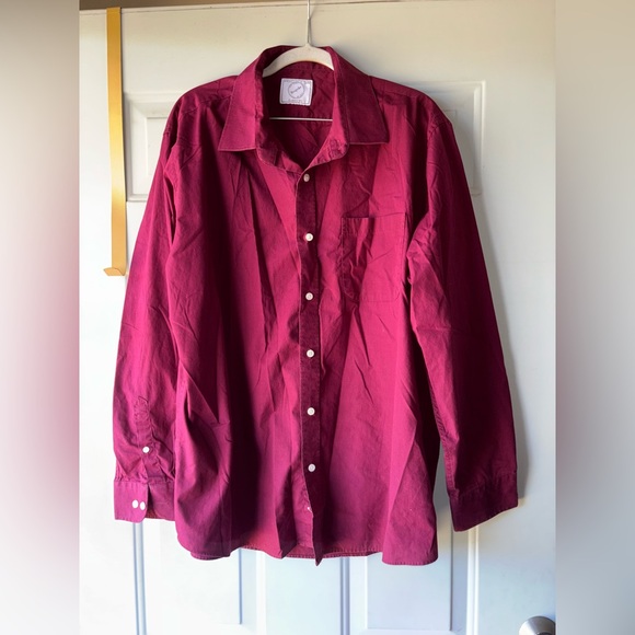 Bespoke burgundy long-sleeve button-front shirt size XL - Picture 1 of 3